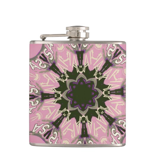 Flasques Beau motif de teinte violet rose bébé monogramme (Devant)