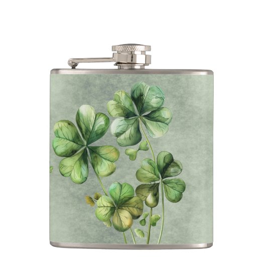 Flasques Beau Shamrock d'aquarelle verte (Devant)