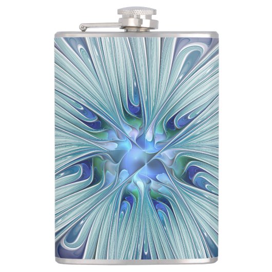 Flasques Beauté florale Abstraite moderne Blue Pastel Flowe (Devant)