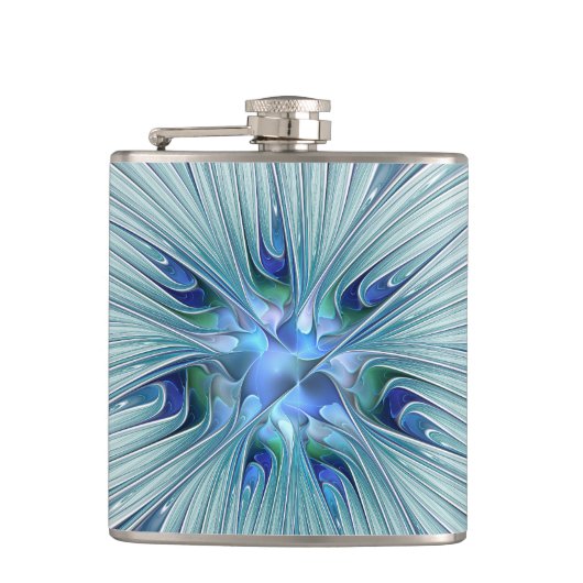 Flasques Beauté florale Abstraite moderne Blue Pastel Flowe (Devant)
