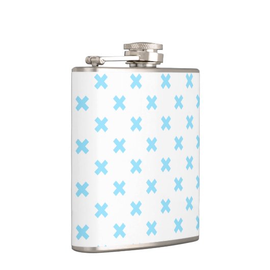 Flasques Bébé bleu croix coutures sur blanc (Droite)