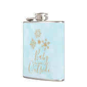 Flasques Bébé, c'est froid dehors Snowflakes or sur Blue (Gauche)