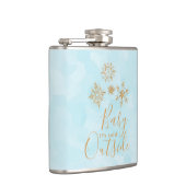 Flasques Bébé, c'est froid dehors Snowflakes or sur Blue (Droite)