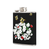 Flasques Bees ladybirds fleurs blanc noir Art par LeahG (Gauche)