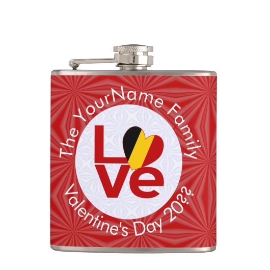 Flasques Belgique Red LOVE Drapeau personnalisé (Devant)