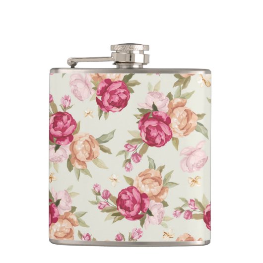 Flasques Belle couleur motif pivoine sur vert (Devant)