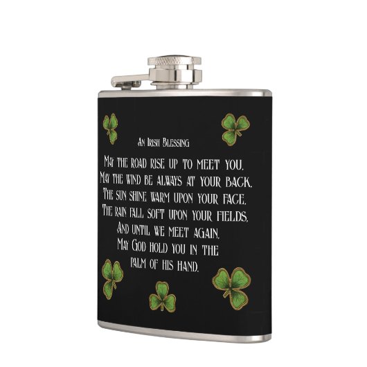 Flasques Bénédiction irlandaise et trèfles noir et vert (Gauche)