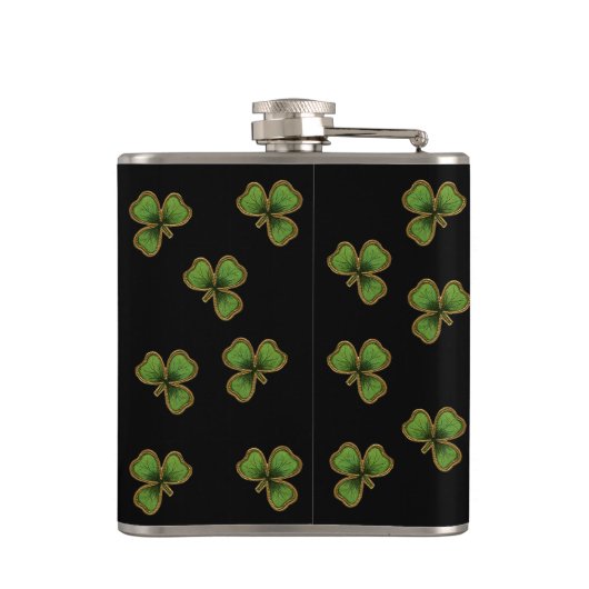 Flasques Bénédiction irlandaise et trèfles noir et vert (Dos)