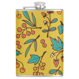 Flasques Berries sur branches, motif naturel sans soudure.