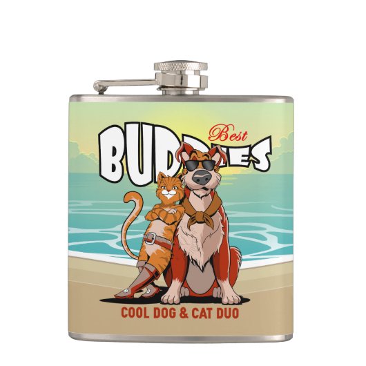Flasques Best Buddy | Vinyl Wrapped Flask (Devant)