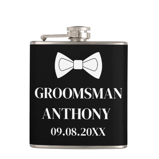 Flasques Best Man Black Elegant Simple Cadeaux Mariage (Devant)