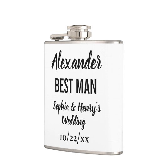 Flasques Best Man Cadeau Moderne Typographie Script Mariage (Gauche)