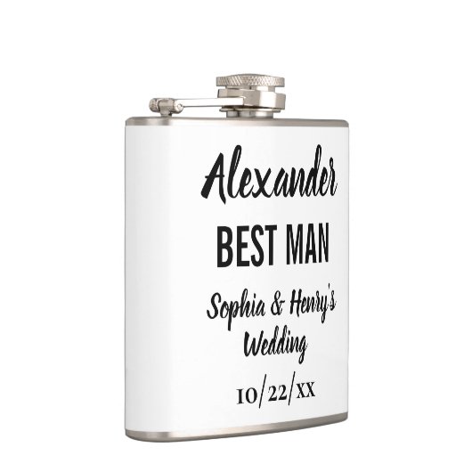 Flasques Best Man Cadeau Moderne Typographie Script Mariage (Droite)
