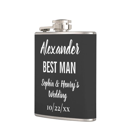 Flasques Best Man Modern Typographie Script Mariage noir (Gauche)
