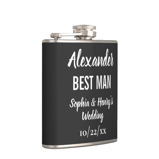 Flasques Best Man Modern Typographie Script Mariage noir (Droite)