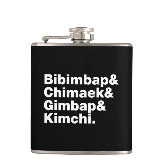 Flasques Bibimbap & Chimaek & Gimbap & Kimchi. Aliments cor (Devant)