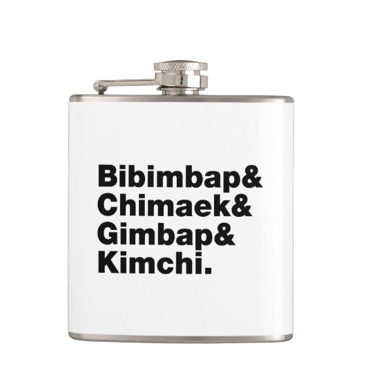 Flasques Bibimbap & Chimaek & Gimbap & Kimchi. Aliments cor (Devant)