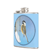 Flasques Bickadee sur la peinture d'alimentation - Oiseaux (Gauche)