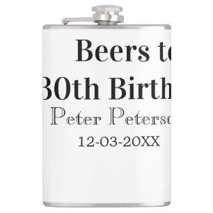 Flasques Bière pour 30e anniversaire nom date homme élégant