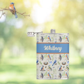 Flasques Bird Pattern Kingfisher, Blue Jay, Woodpecker Name