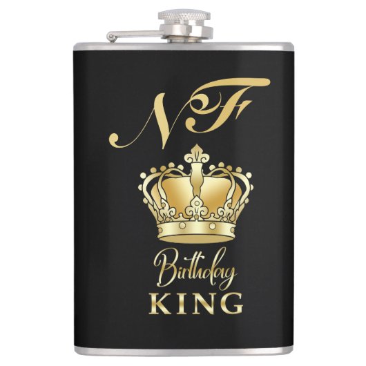 Flasques Birthday King Gold Crown Royal Monogram Luxury (Devant)