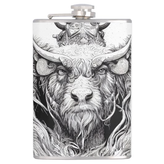 Flasques Bison Buffalo Animal Wild Nature Ligne d'illustrat (Devant)