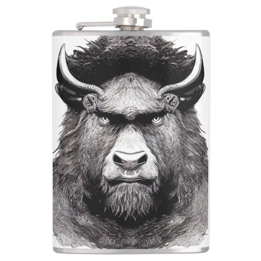 Flasques Bison Buffalo Animal Wild Nature Ligne d'illustrat (Devant)