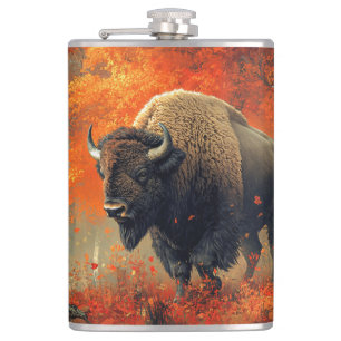 Flasques Bison dans l'artisanat boisé d'automne