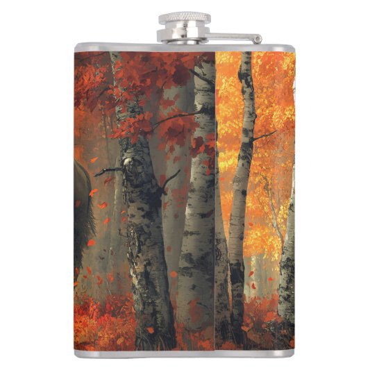 Flasques Bison dans l'artisanat boisé d'automne (Dos)