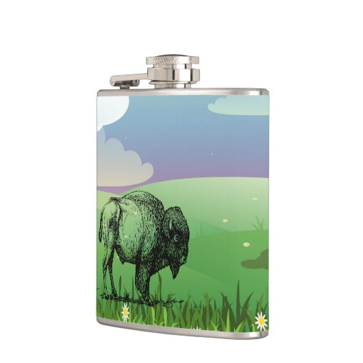 Flasques Bison de buffle américain dans un champ vert (Gauche)