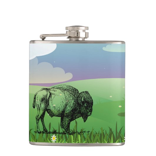 Flasques Bison de buffle américain dans un champ vert (Devant)