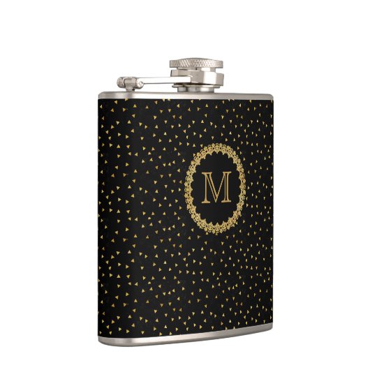 Flasques Black and Gold Sparkles Monogram (Droite)