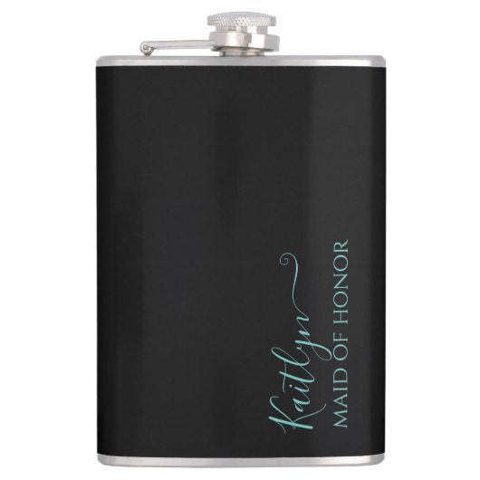 Flasques Black and Mint Moderne Maid of Honor Cadeau (Devant)