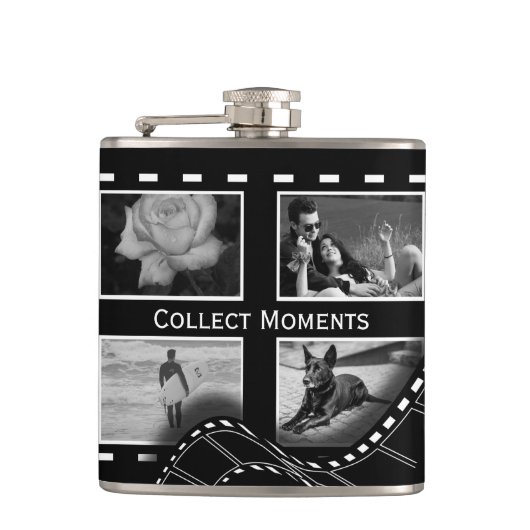Flasques Black and White Film Reel Custom Photo (Devant)