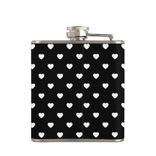 Flasques Black and White Mini Hearts Pattern Personalised (Dos)