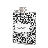 Flasques Black Dots & Circle Pattern + your text & backgr. (Gauche)