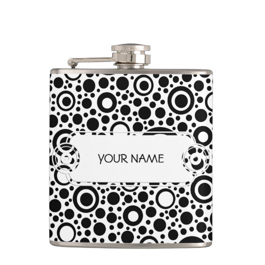 Flasques Black Dots & Circle Pattern + your text & backgr. (Devant)