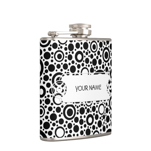 Flasques Black Dots & Circle Pattern + your text & backgr. (Droite)