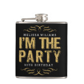 Flasques Black & Gold Parties scintillant Je suis le Parti (Devant)