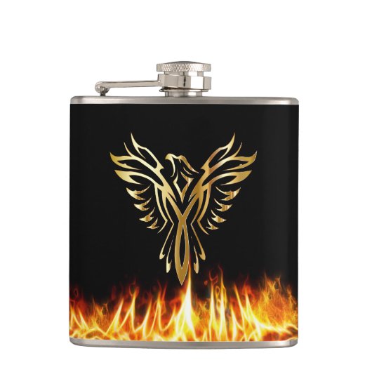 Flasques Black Gold Phoenix Flames 6 oz. (Devant)