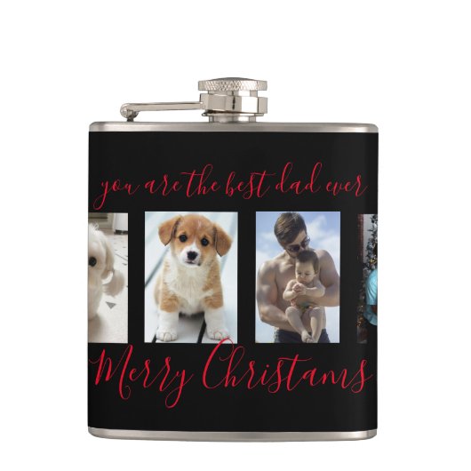 Flasques Black Joyeux Noël Meilleur Papa Jamais Photo Colla (Devant)