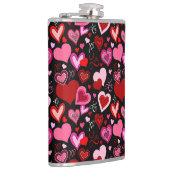 Flasques Black Pink Red Hearts Love Pattern (Droite)