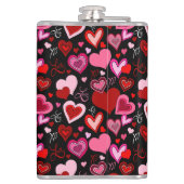 Flasques Black Pink Red Hearts Love Pattern (Dos)