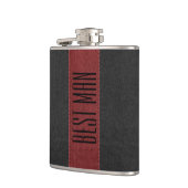 Flasques Black & Red Stitch Faux Leather Best Man (Gauche)