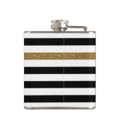 Flasques Black Stripes FAUX Gold Glitz et Nom (Dos)