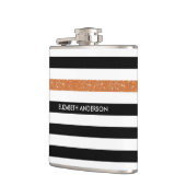 Flasques Black Stripes FAUX Orange Glitz et Nom (Gauche)