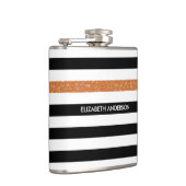 Flasques Black Stripes FAUX Orange Glitz et Nom (Droite)