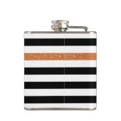 Flasques Black Stripes FAUX Orange Glitz et Nom (Dos)