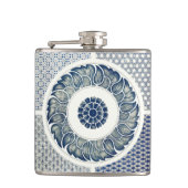 Flasques Blanc bleu Floral chinois rond (Devant)