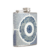 Flasques Blanc bleu Floral chinois rond (Droite)